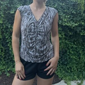 Max Studio Brown and White Patterned Blouse